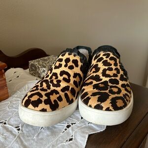 Kate Spade Leopard Print Sneakers - Black and Tan animal print slip on sneakers
